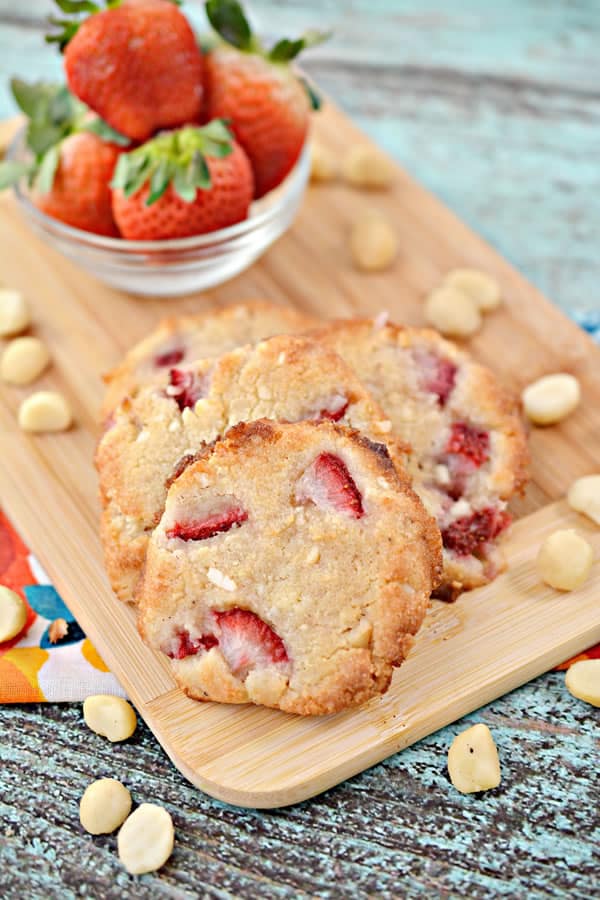 low carb strawberry cookie on a board