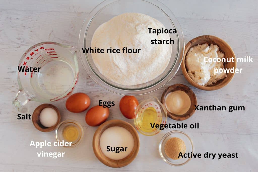 labeled ingredients on a countertop