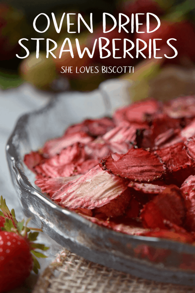 oven dried strawberries in a bowl
