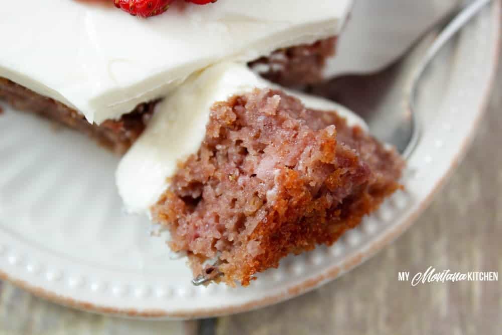 slice of strawberry cake