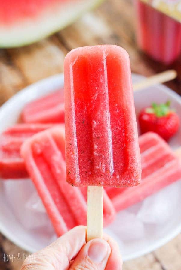 strawberry watermelon popsicles ready to eat