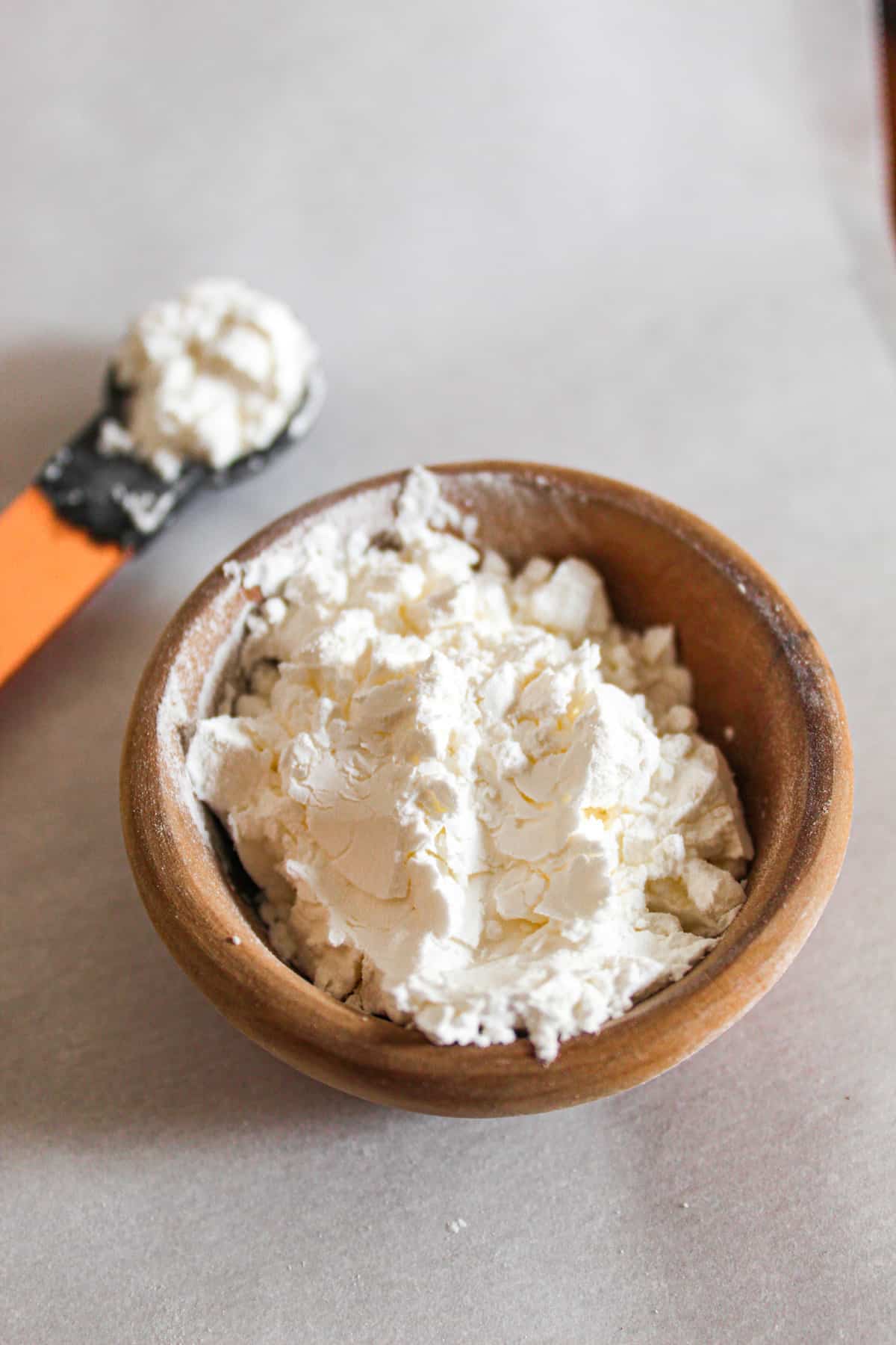 cornstarch in a small brown bowl.