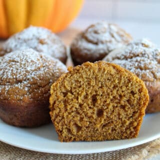 inside view of a pumpkin muffin.