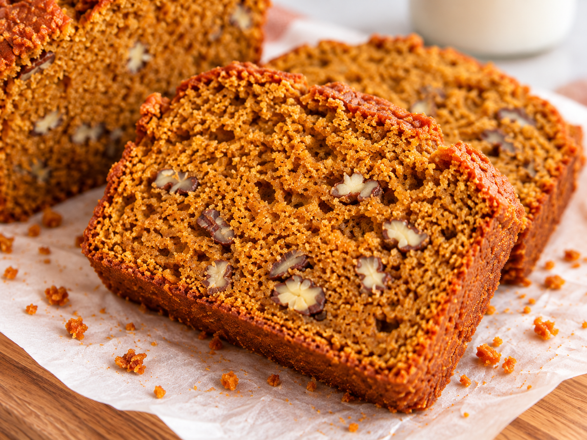 close up shot of moist pumpkin bread