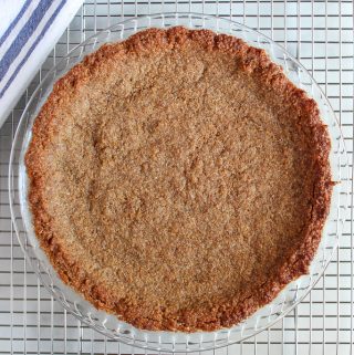 almond flour graham cracker crust on a wire rack