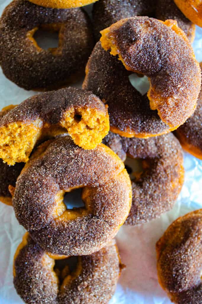 inside of a gluten free pumpkin donut.