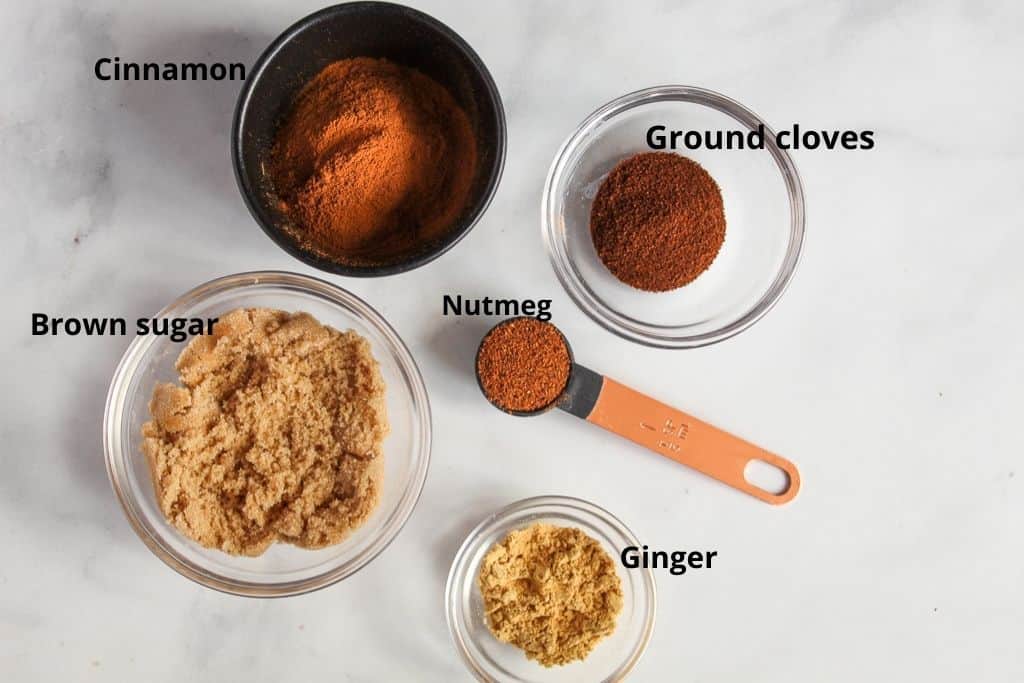 gingerbread mix ingredients on a counter