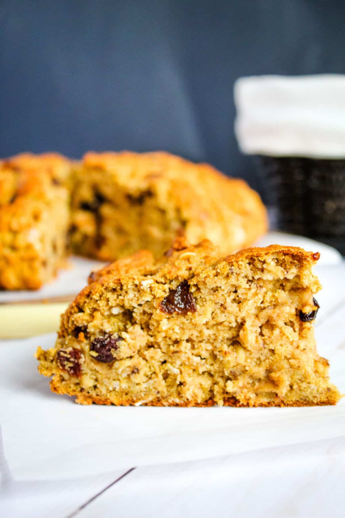 slice of irish soda bread on a plate.