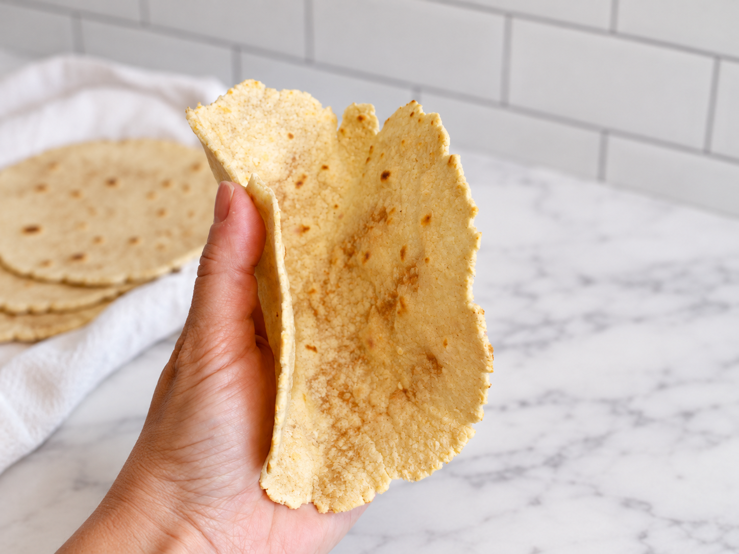 Cassava flour tortilla cooked and ready