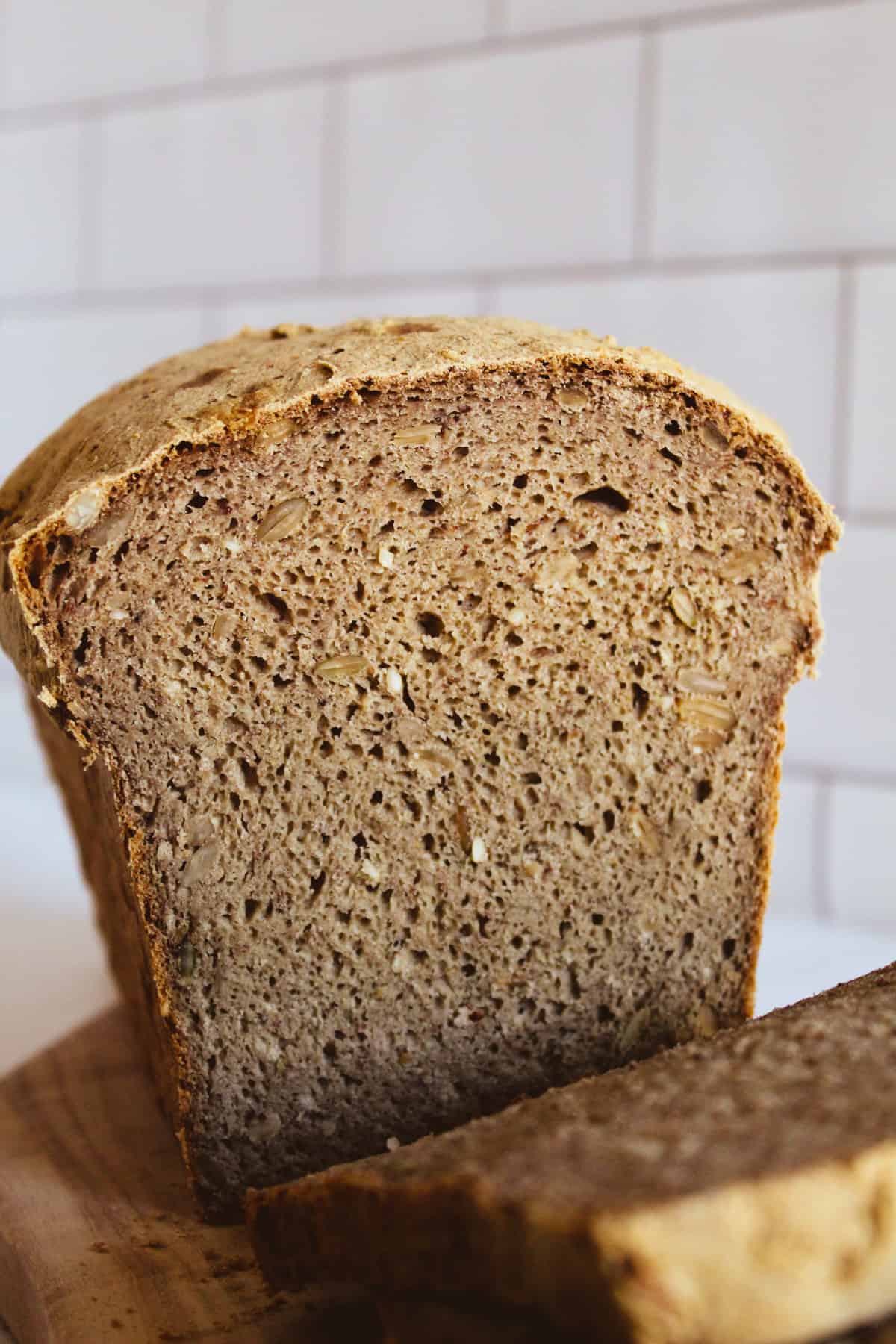 inside of loaf of buckwheat bread.