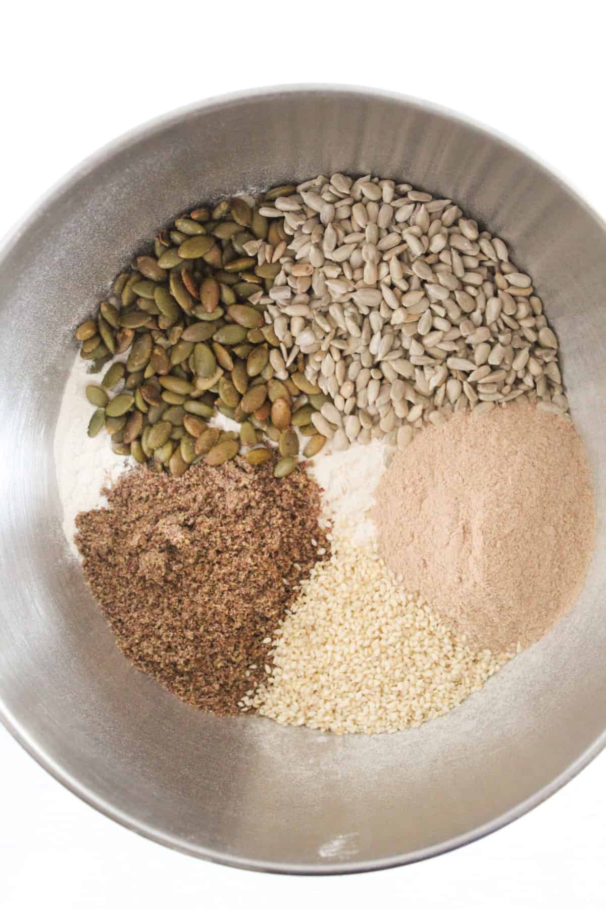dry ingredients in a mixing bowl.