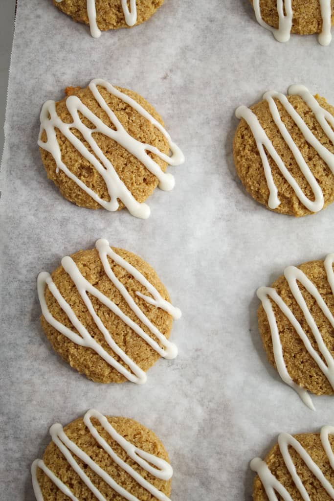 almond flour sugar cookies on a cookie sheet