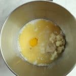 gluten free potato rolls liquid ingredients in a bowl