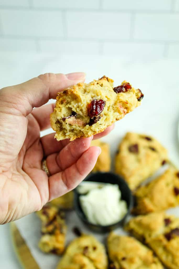 inside view of a gluten free cranberry orange scones