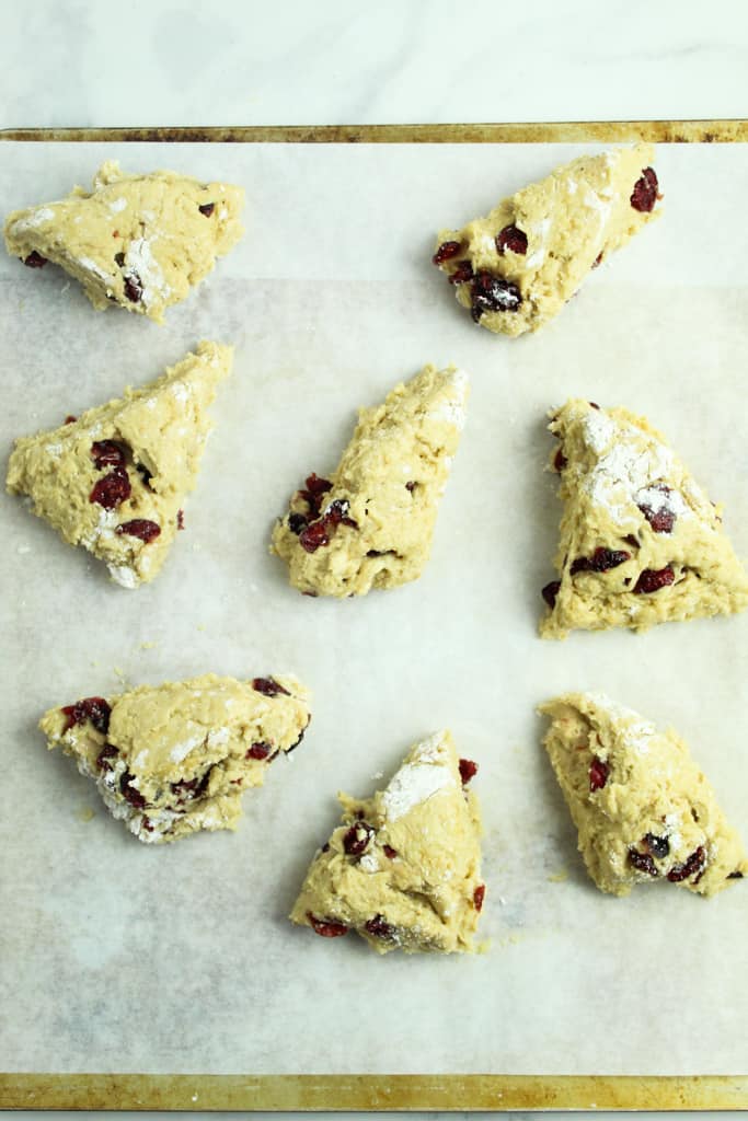 gluten free cranberry orange scones before baking