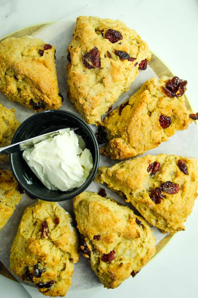 gluten free cranberry orange scones served