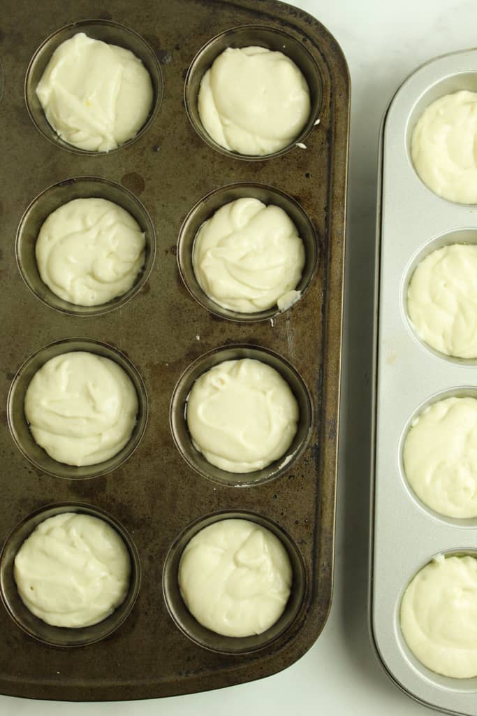 batter in the muffin tins