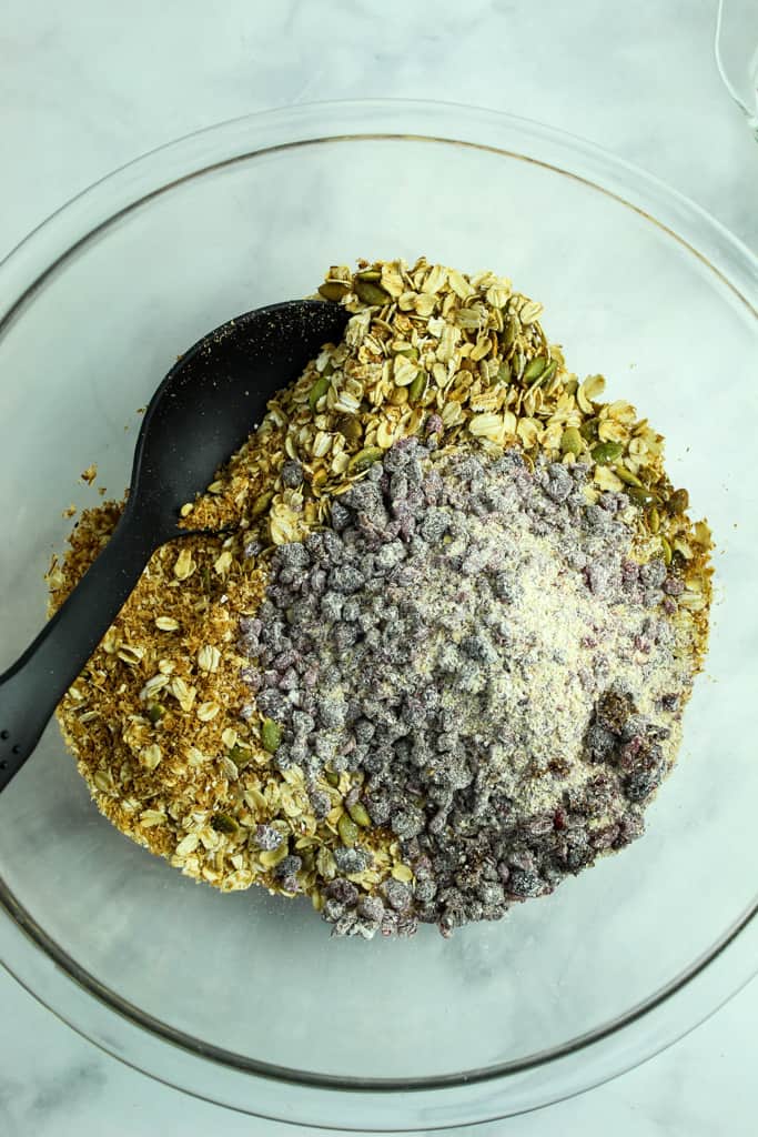 adding chopped fruit to oats