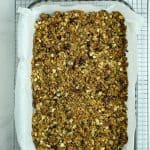 homemade granola bars in a baking dish