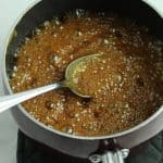 granola bar sugar syrup in a pan