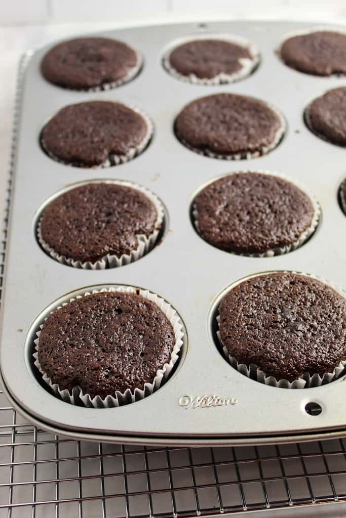 side shot of baked cupcakes