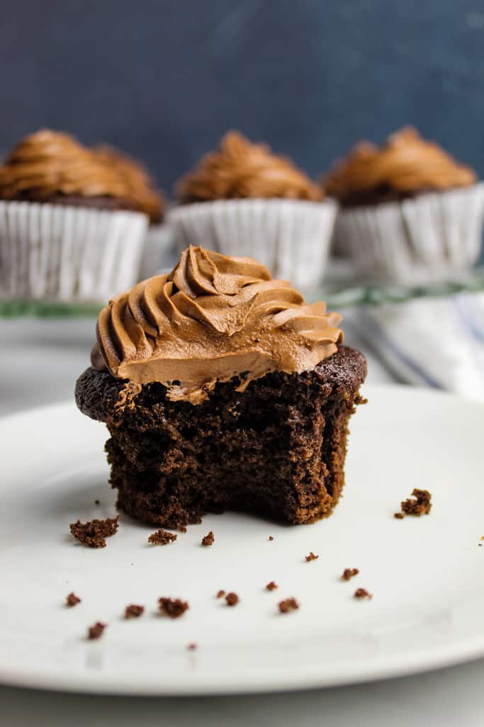 shot of a bite of cupcake