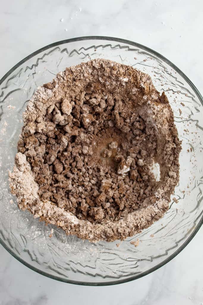 overhead shotof mixing in powdered sugar