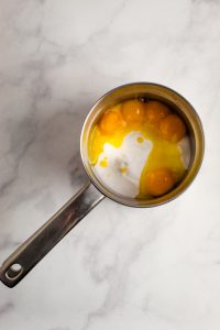 overhead shot of egg yolks