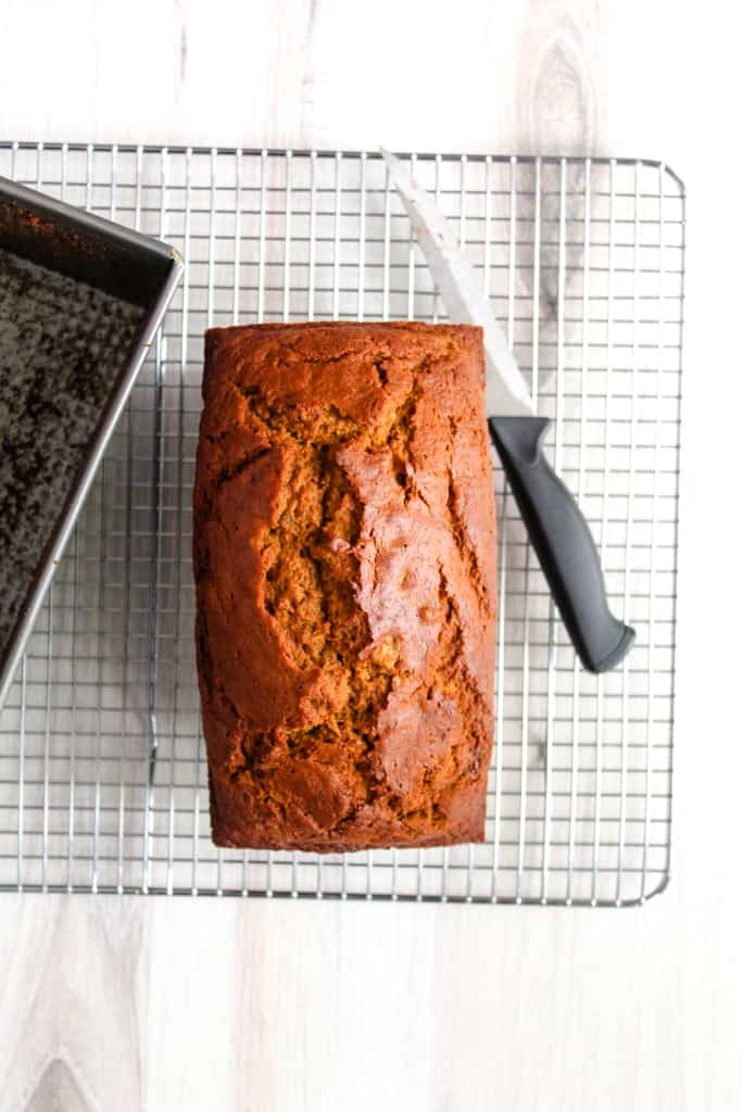 overhead shot of banana bread