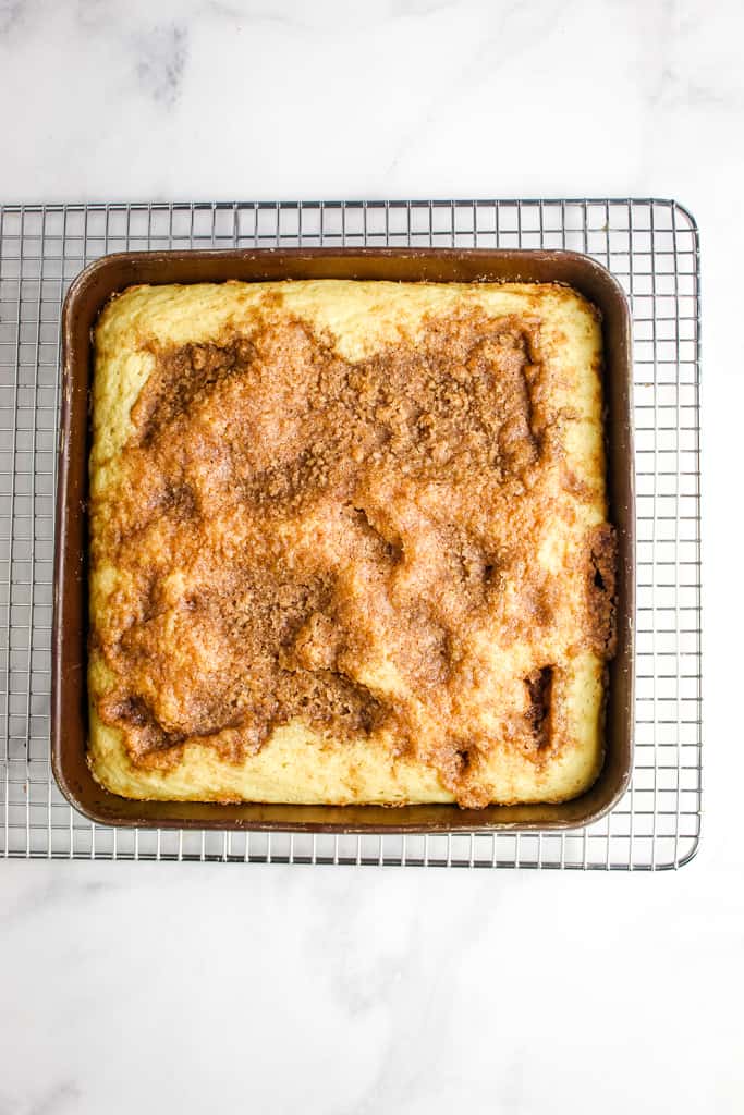 overhead shot of baked coffee cake