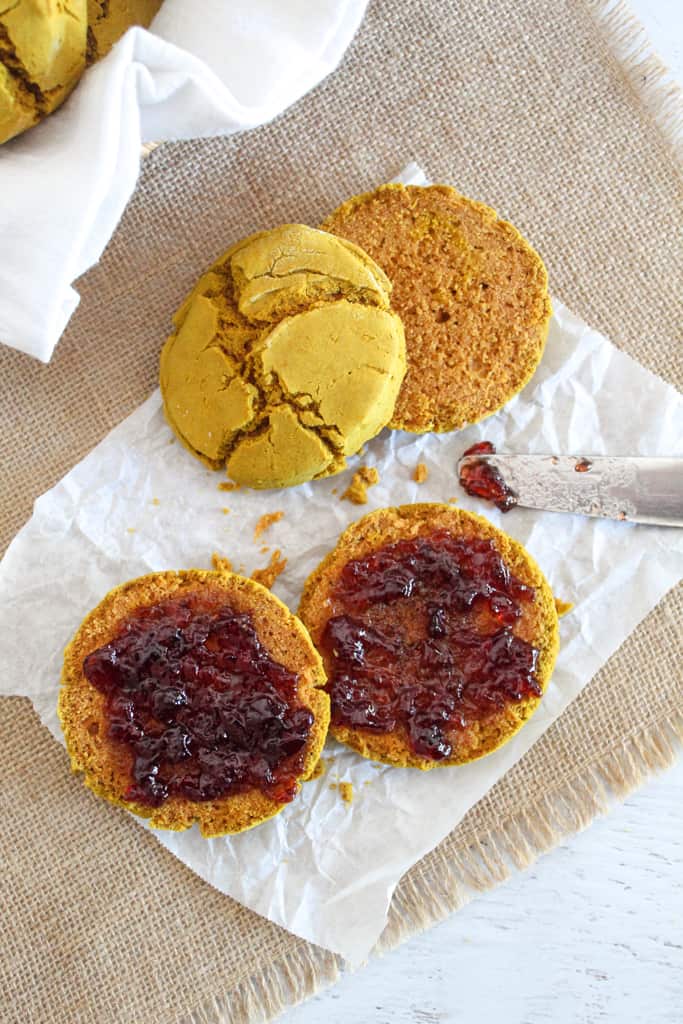 overhead shot of biscuits with jelly