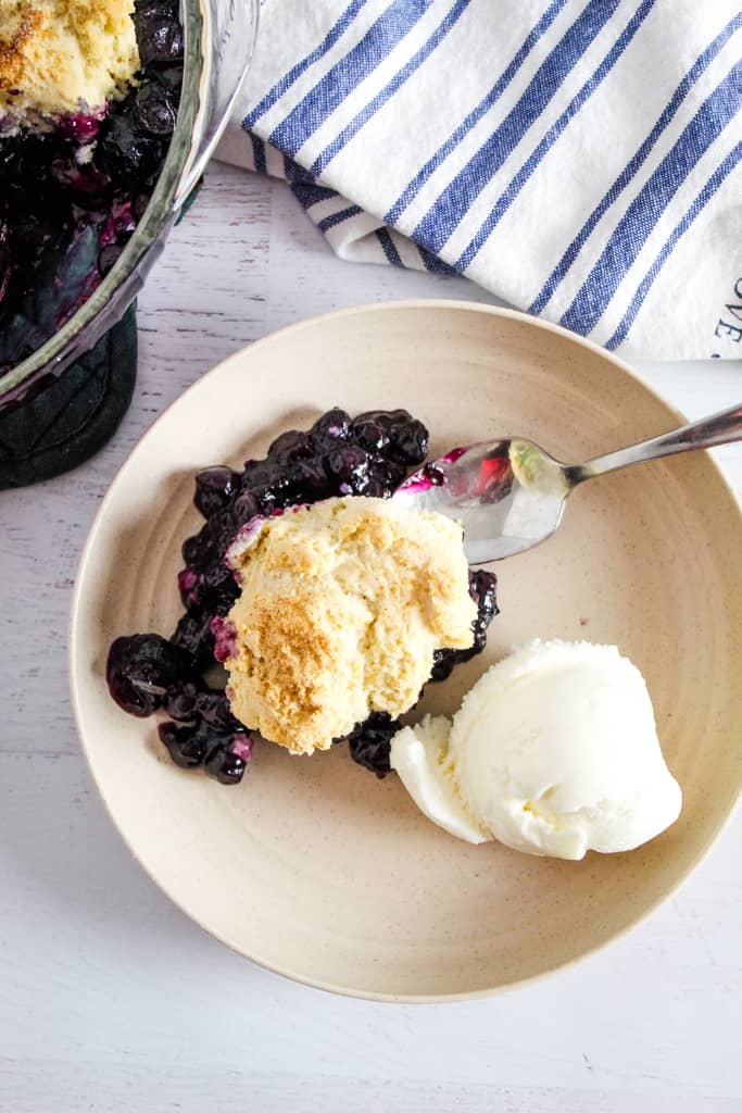 overhead shot of cobbler served