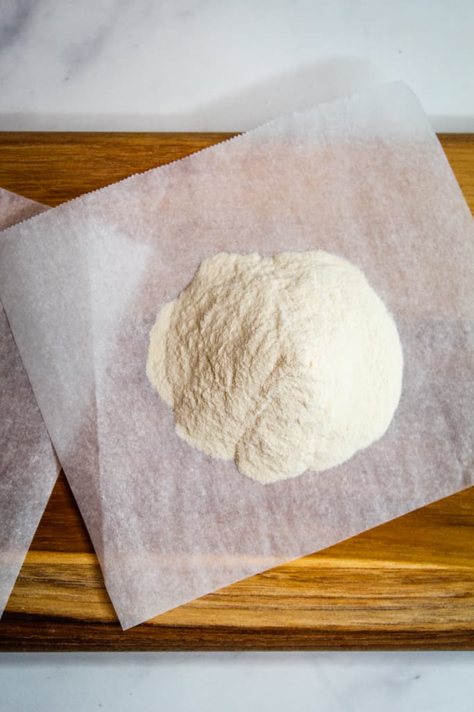 overhead shot of xanthan gum on a paper