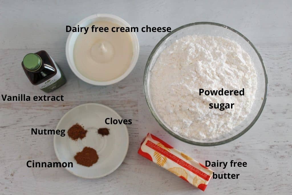 labeled ingredients of cream cheese frosting