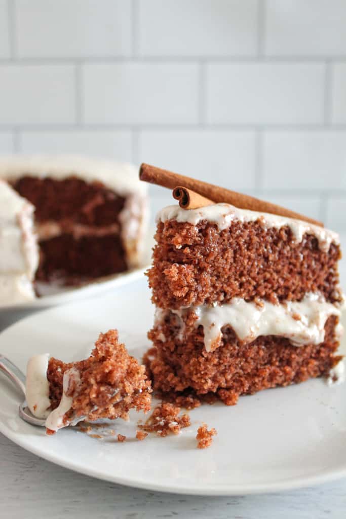 up close shot of a slice of cake