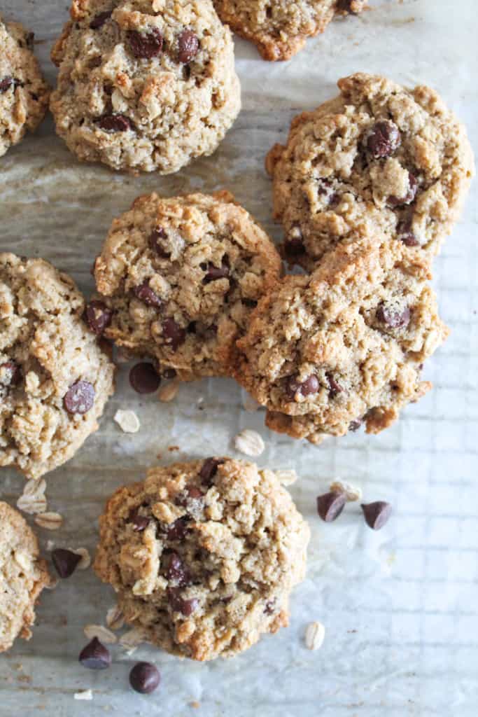 overheat shot of baked cookies