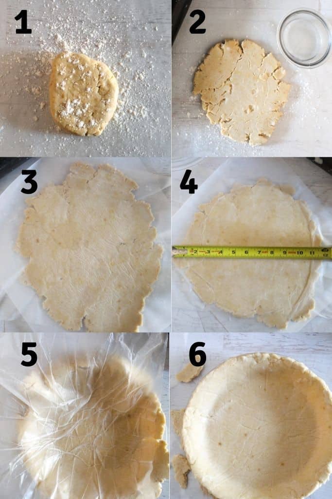 collage of steps for making a pie crust