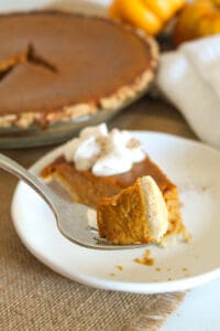 side shot of a bite of pie