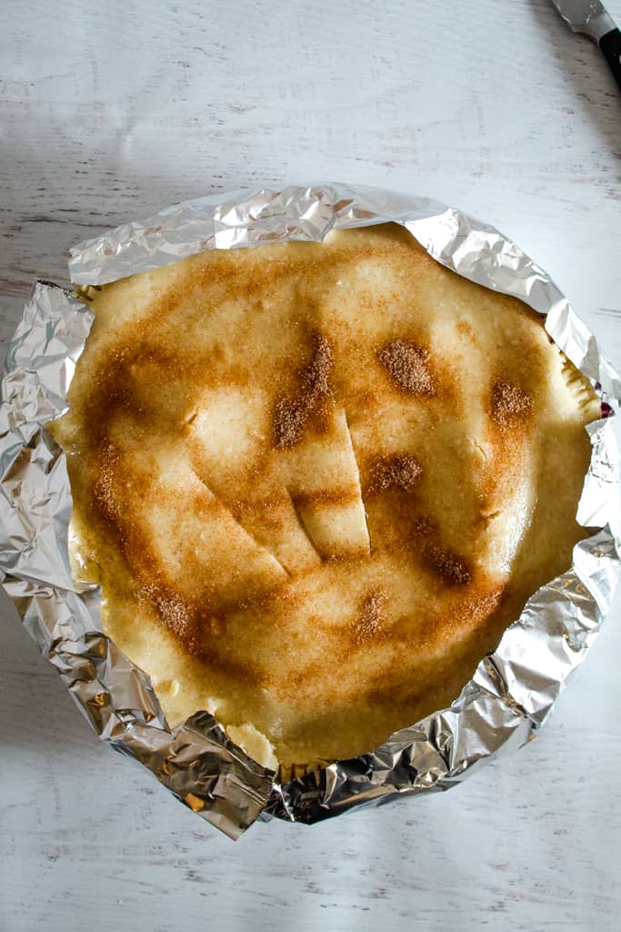 overhead shot of pie pre-baked