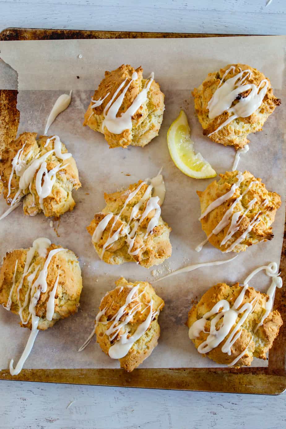Gluten-Free Lemon Scones on a baking sheet