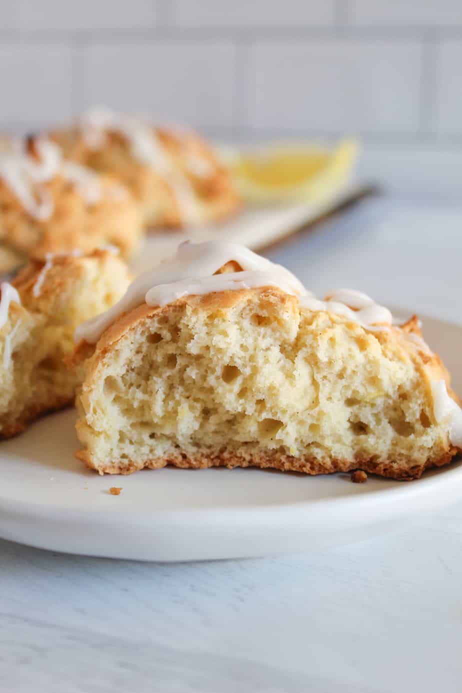 inside of a gluten-free lemon scones  on a plate