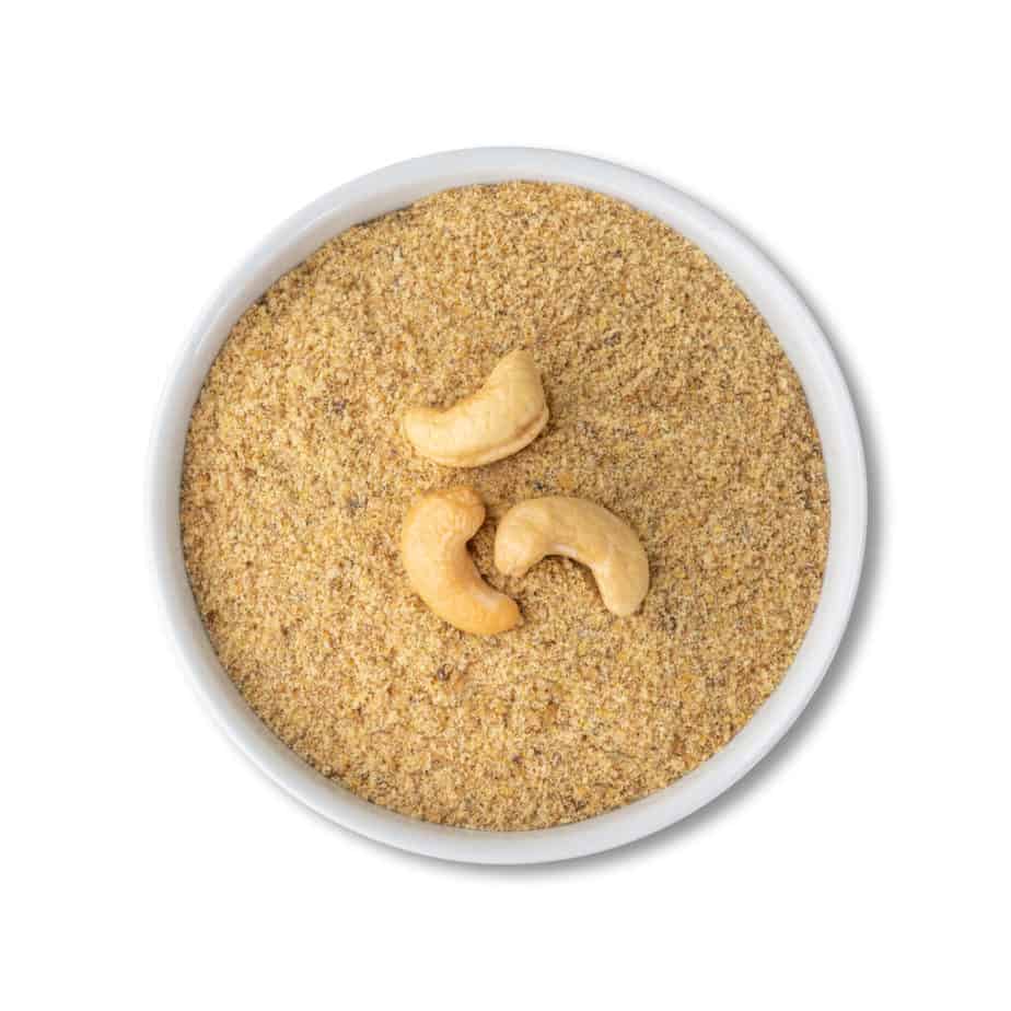 bowl of cashew flour on a table