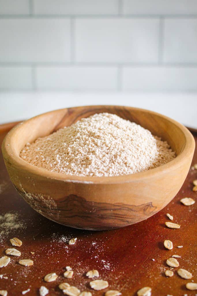 oat flour in a bowl.