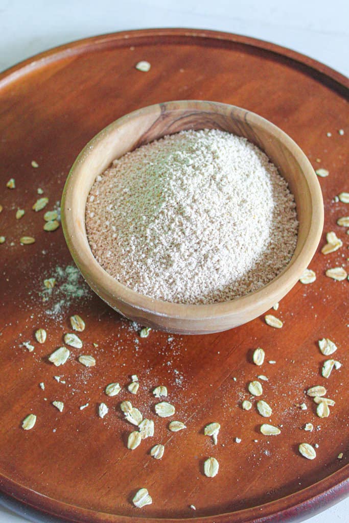 oat flour in a bowl.