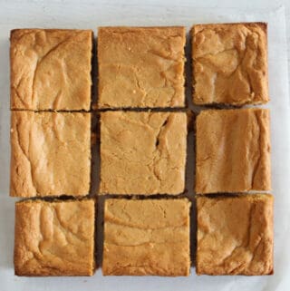 sliced batch of peanut butter brownies