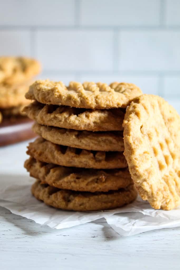 stack of peanut butter cookies.