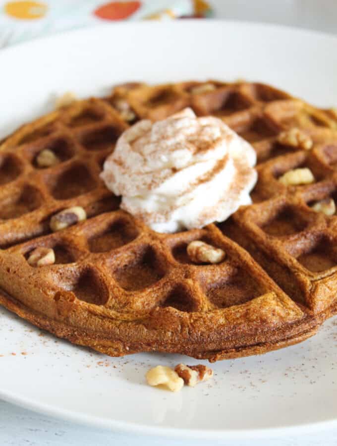 waffle on a white plate.