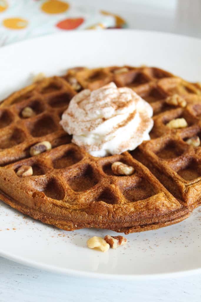 waffle on a white plate.