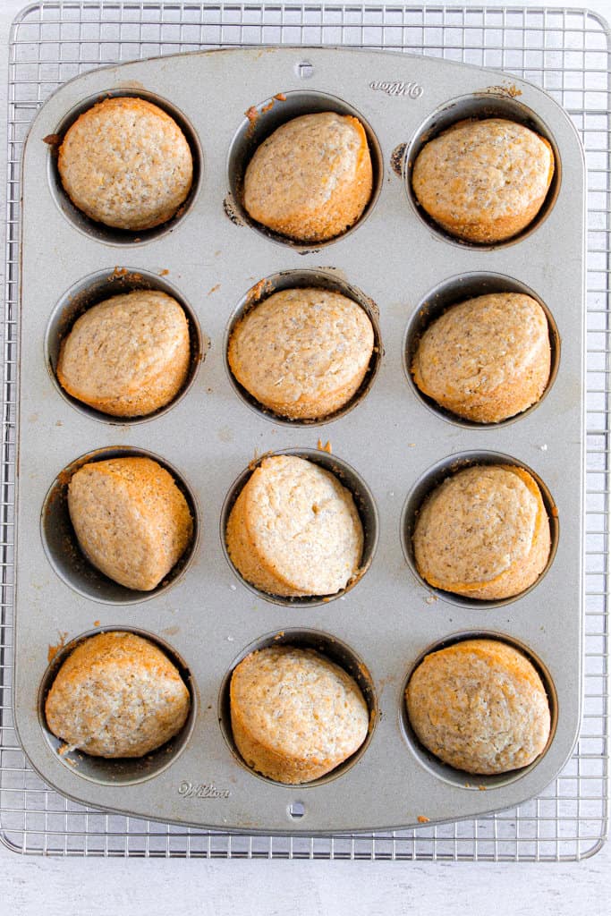 baked muffins in a pan.