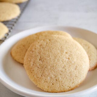 millet cookies on a white plate.